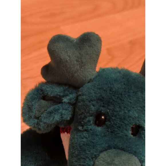 Commonwealth Christmas Reindeer 11" Green Plush Scarf Stripes Stuffed Animal - Picture 4 of 7